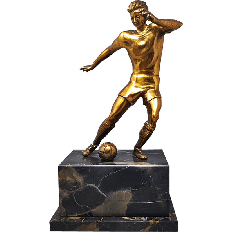 Vintage Art Deco bronze sculpture of a football player, Italy 1930