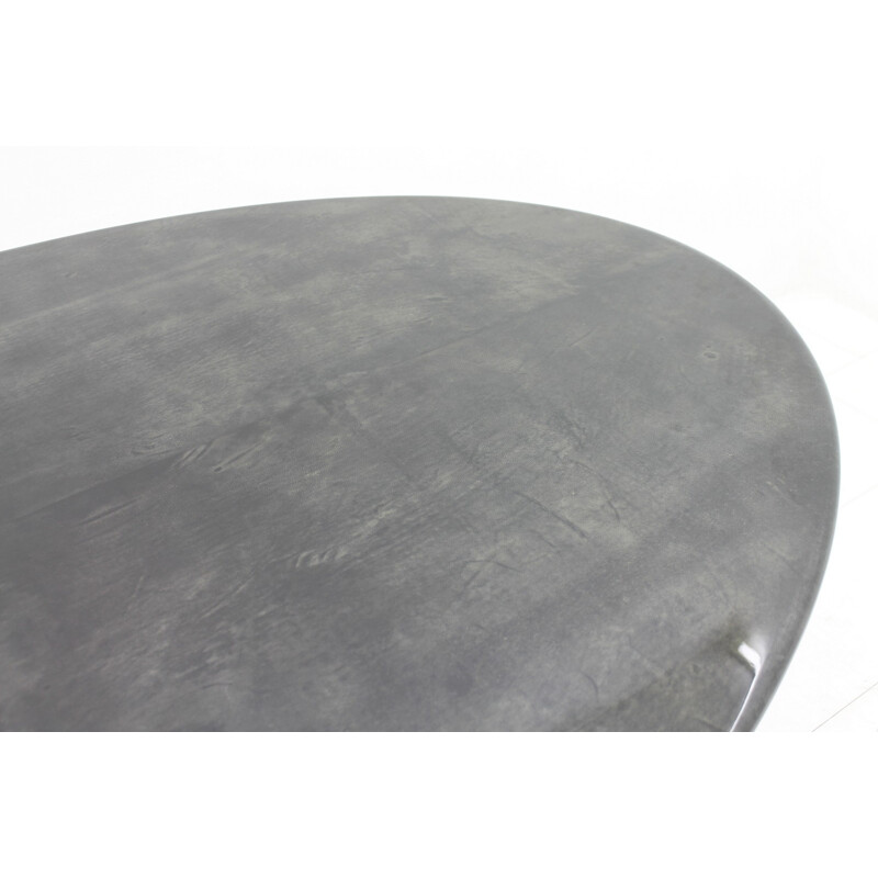 Large oval goatskin and black lacquer dining table by Aldo Tura - 1970s