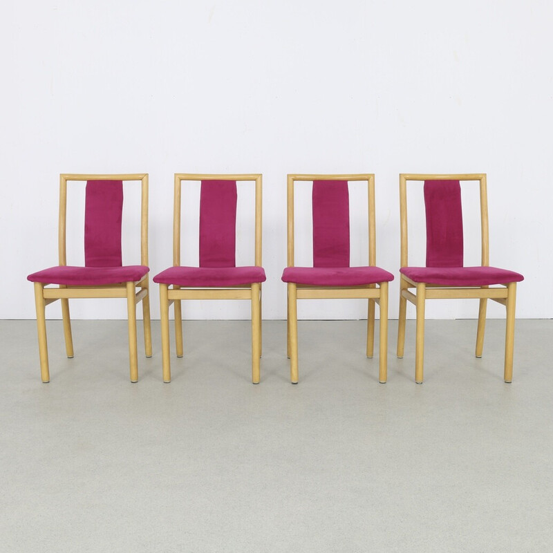 Conjunto de 4 cadeiras de jantar vintage em veludo de K. Høffer-Larsen