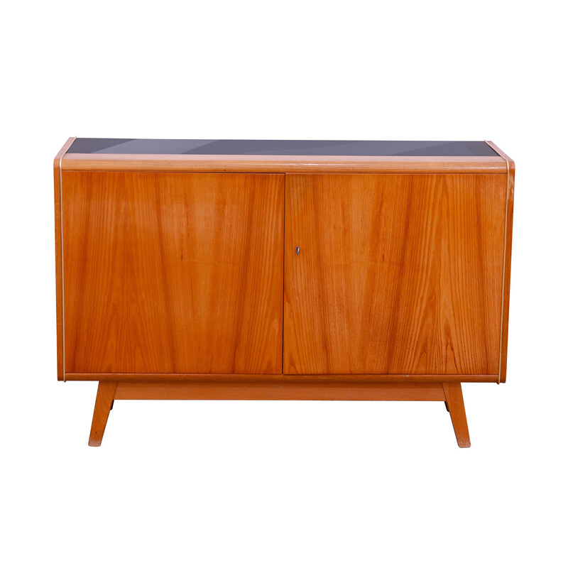 Vintage sideboard in beech wood and opaxite glass by Hubert Nepožitek and Bohumil Landsman for Jitona, 1960