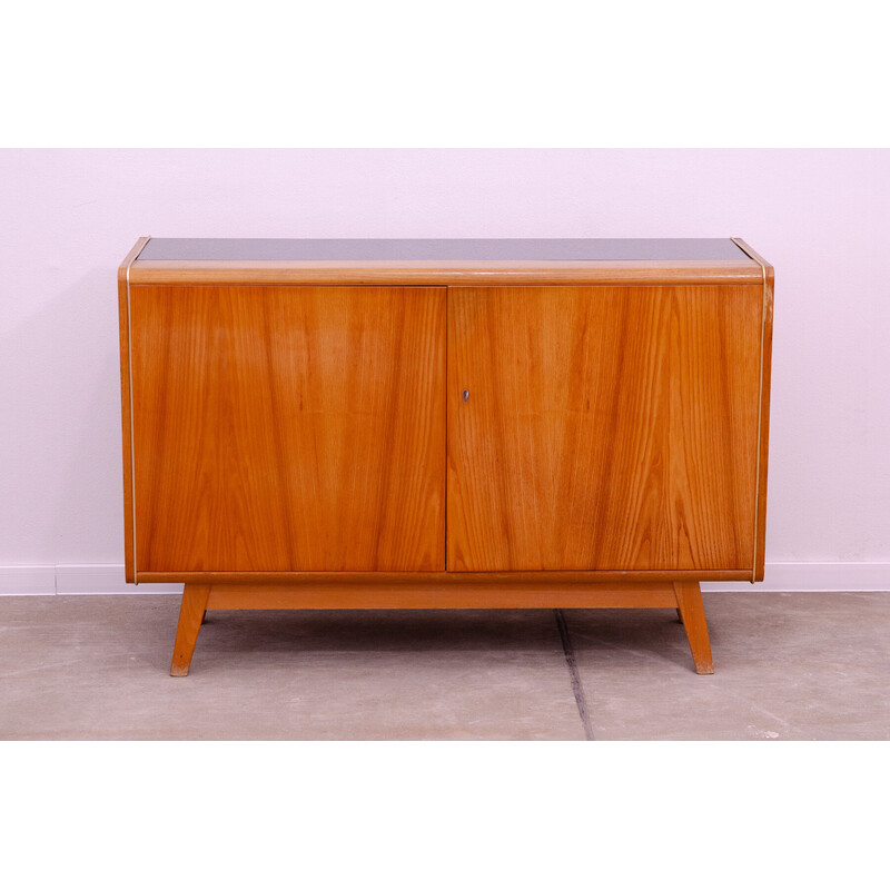 Vintage sideboard in beech wood and opaxite glass by Hubert Nepožitek and Bohumil Landsman for Jitona, 1960