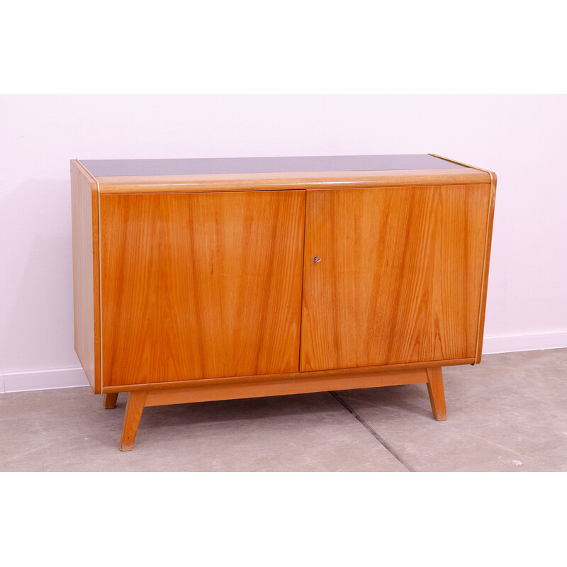 Vintage sideboard in beech wood and opaxite glass by Hubert Nepožitek and Bohumil Landsman for Jitona, 1960