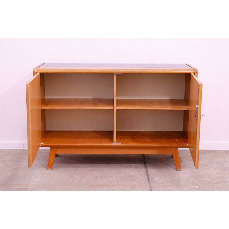 Vintage sideboard in beech wood and opaxite glass by Hubert Nepožitek and Bohumil Landsman for Jitona, 1960