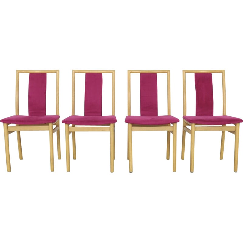 Lot de 4 chaises à repas vintage en velours par K. Høffer-Larsen