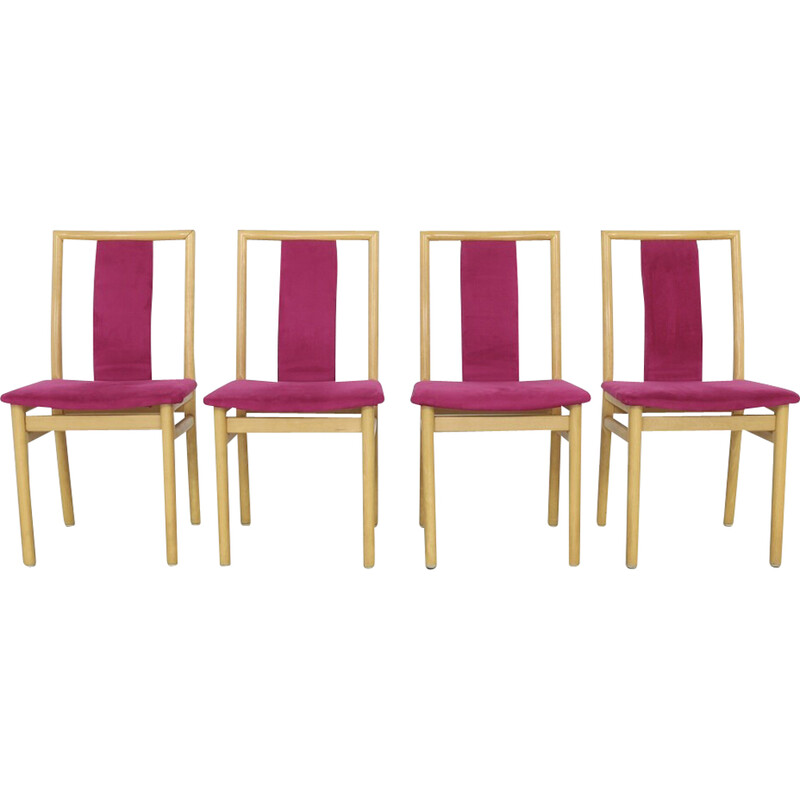 Set of 4 vintage velvet dining chairs by K. Høffer-Larsen