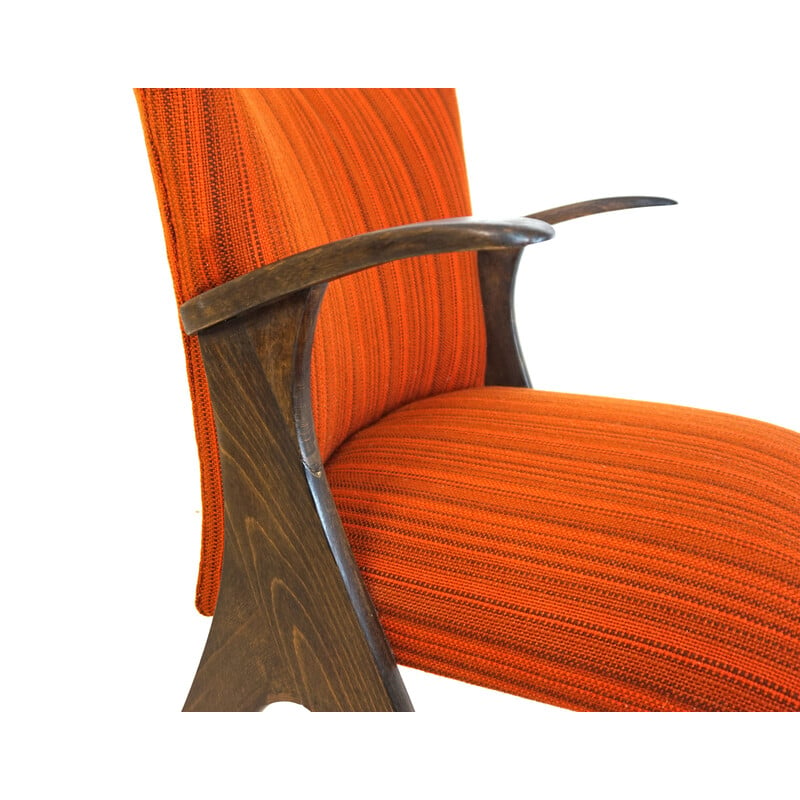 Vintage penguin armchair in beech wood and fabric for Casala, Germany 1950