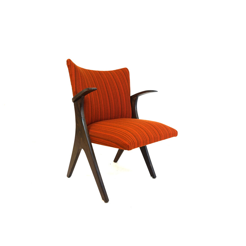 Fauteuil vintage pingouin en bois de hêtre et tissu pour Casala, Allemagne 1950