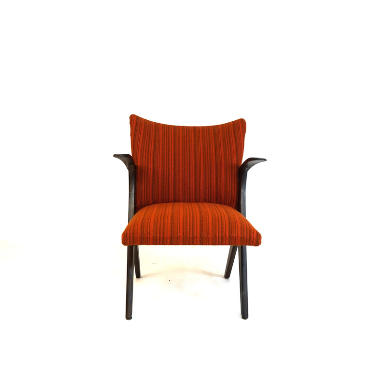 Vintage penguin armchair in beech wood and fabric for Casala, Germany 1950