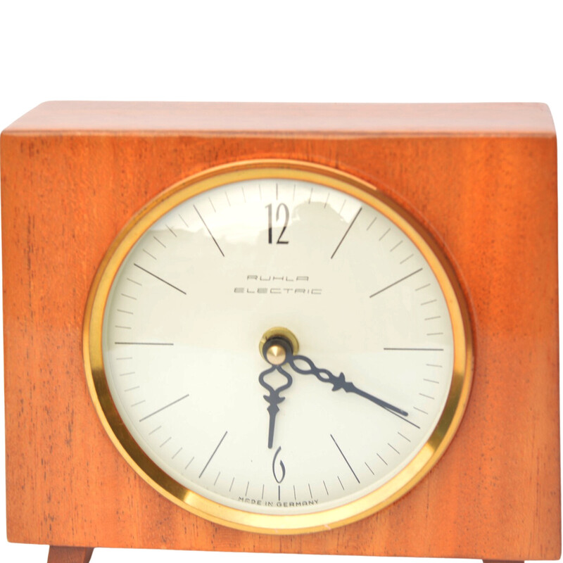 Vintage wooden mantel clock for Ruhla, Germany 1970