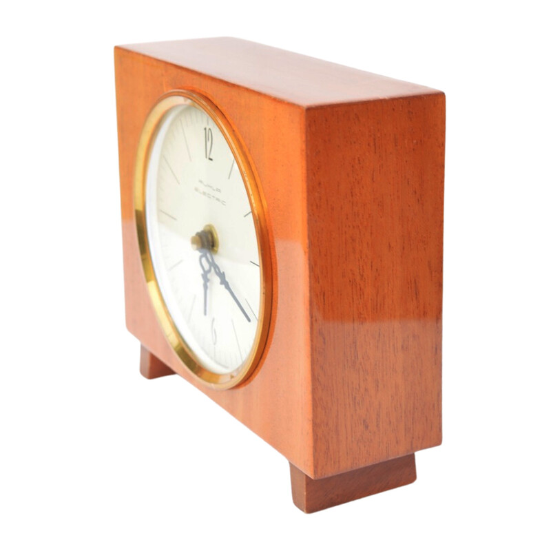Vintage wooden mantel clock for Ruhla, Germany 1970