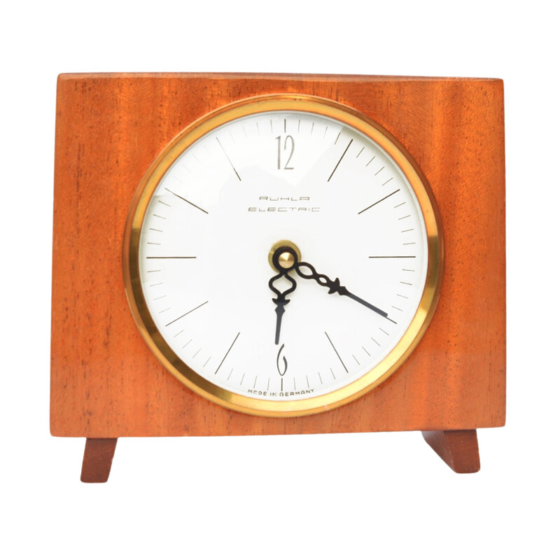 Vintage wooden mantel clock for Ruhla, Germany 1970