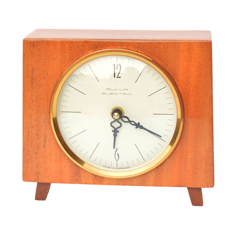 Vintage wooden mantel clock for Ruhla, Germany 1970