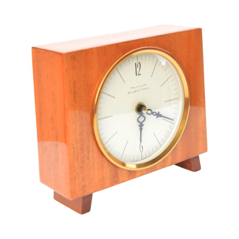 Relógio de parede vintage em madeira para Ruhla, Alemanha 1970
