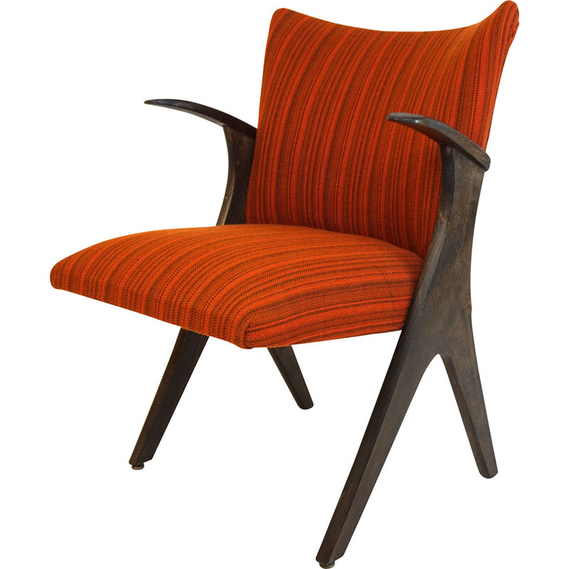 Vintage penguin armchair in beech wood and fabric for Casala, Germany 1950
