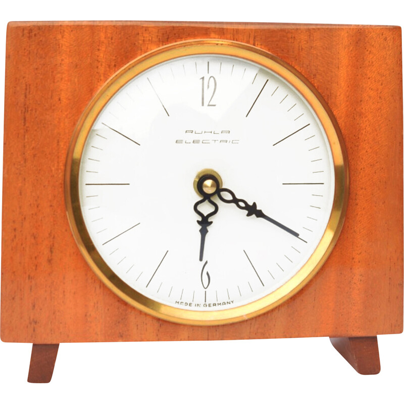 Vintage wooden mantel clock for Ruhla, Germany 1970