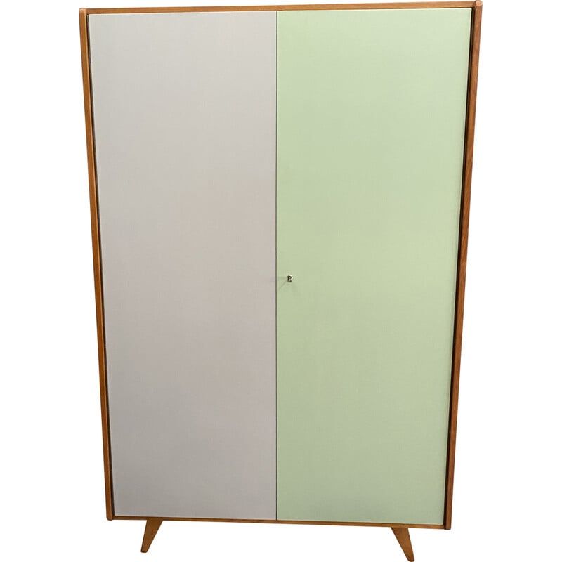 Vintage cabinet U485-1 in gray and green by Jiroutek, 1960