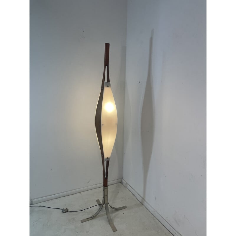 Vintage teak en acryl vloerlamp door Goffredo Reggiani, Italië 1960