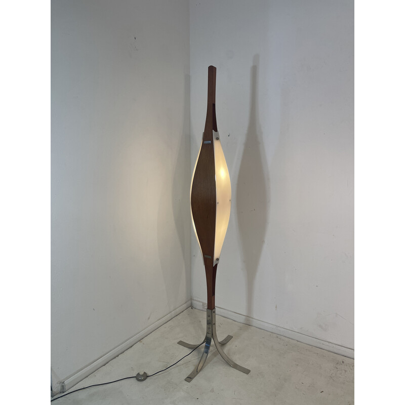 Vintage teak and acrylic floor lamp by Goffredo Reggiani, Italy 1960