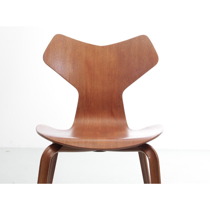 Vintage teak "grand prix" chairs by Arne Jacobsen, Denmark 1972