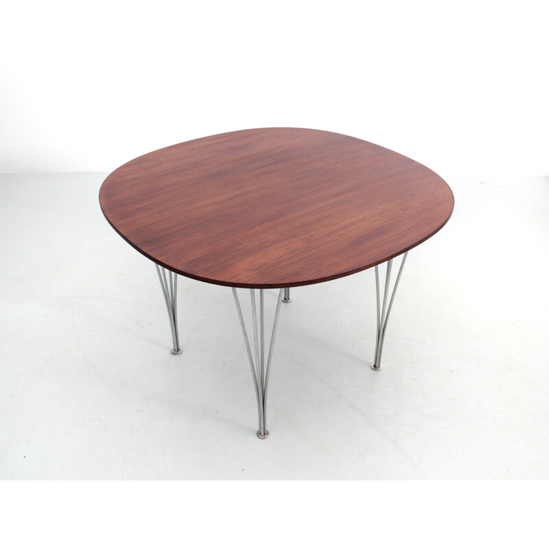 Vintage dining table in Rio rosewood and chromed steel, 1971