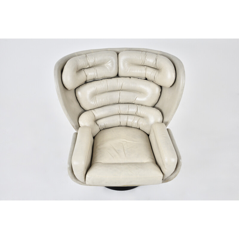 Vintage Elda armchair in beige leather by Joe Colombo for Comfort, Italy 1965