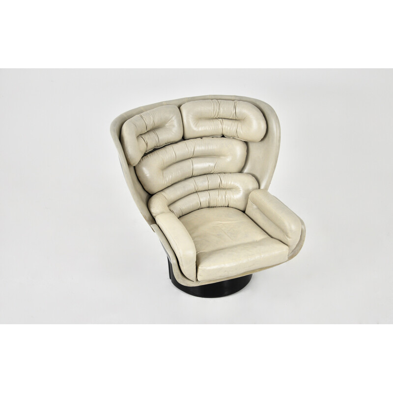 Vintage Elda armchair in beige leather by Joe Colombo for Comfort, Italy 1965