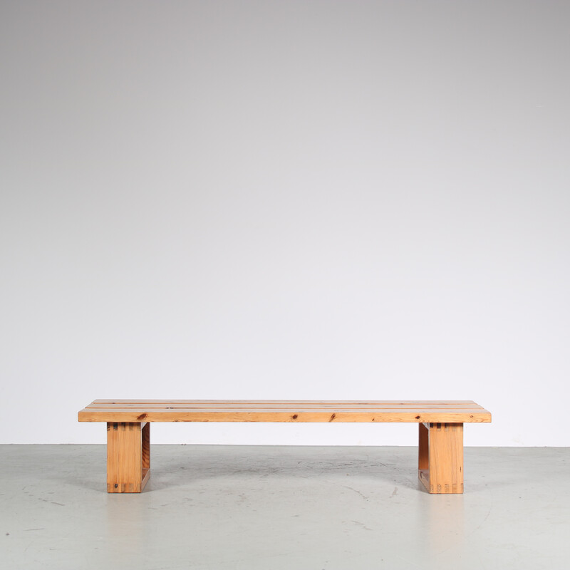 Vintage pine wood bench by Ate Van Apeldoorn voor for Houtwerk Hattem, Netherlands 1970