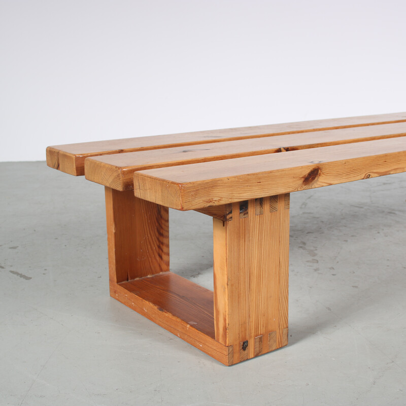 Vintage pine wood bench by Ate Van Apeldoorn voor for Houtwerk Hattem, Netherlands 1970