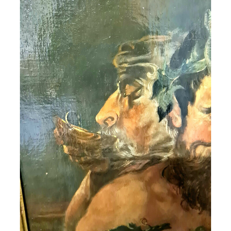 Peinture à l'huile vintage représentant 2 satyres par Peter Paul Rubens, 1900