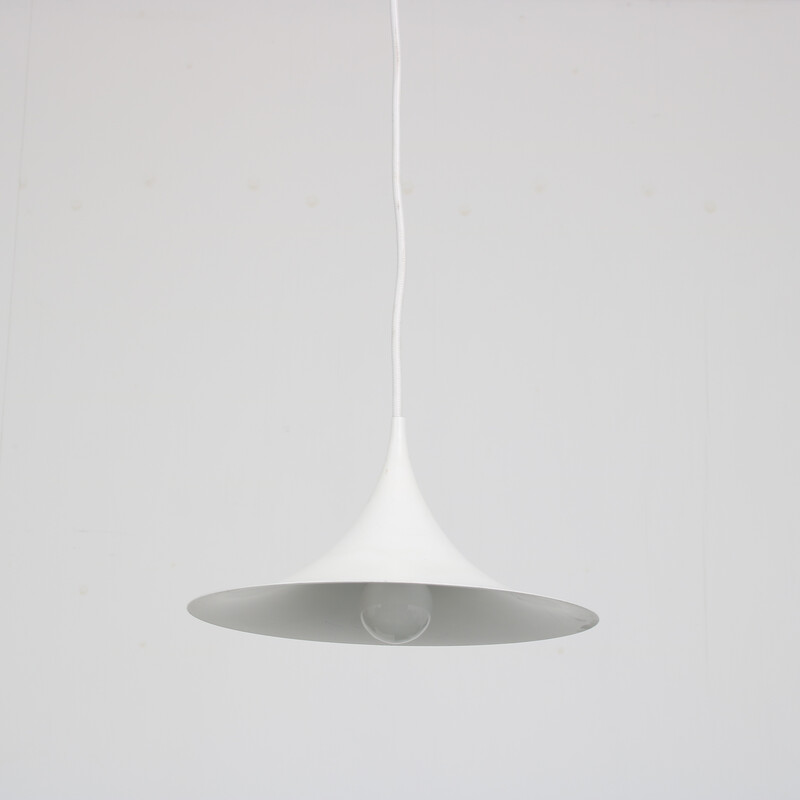 Vintage “Semi” pendant lamp in white lacquered metal by Claus Bonderup and Torsten Thorup for Fog et Morup, Denmark 1960