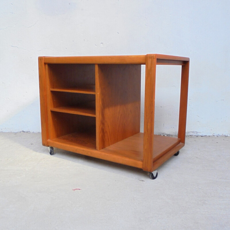 Serving trolley in wood with storage - 1960s