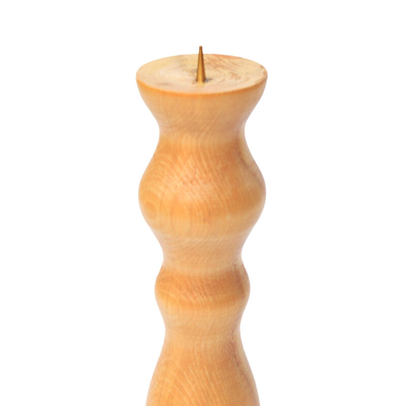 Vintage candlestick in wood and brass, Denmark 1970