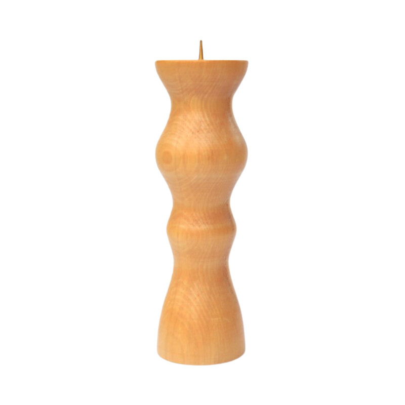 Vintage candlestick in wood and brass, Denmark 1970