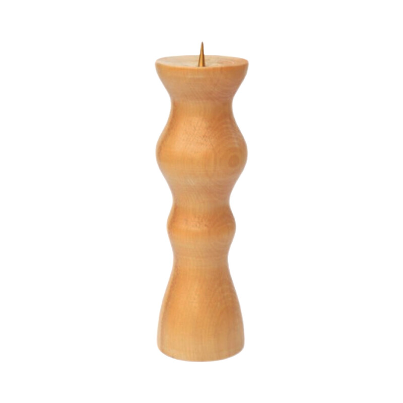 Vintage candlestick in wood and brass, Denmark 1970