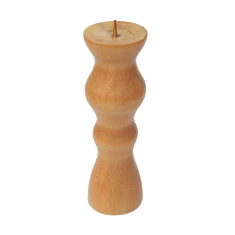 Vintage candlestick in wood and brass, Denmark 1970