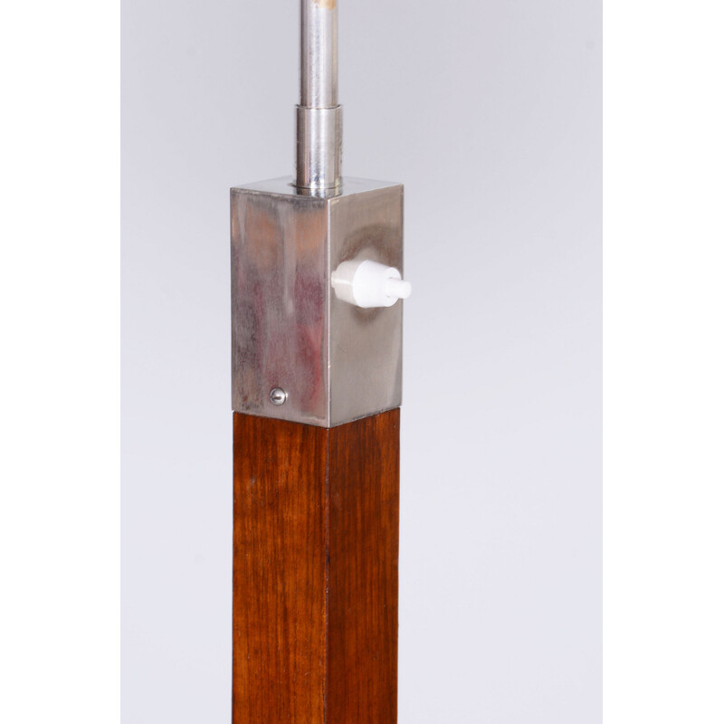 Vintage Art Deco floor lamp in walnut and beech by Jindrich Halabala for Up Zavody, Czechoslovakia 1930