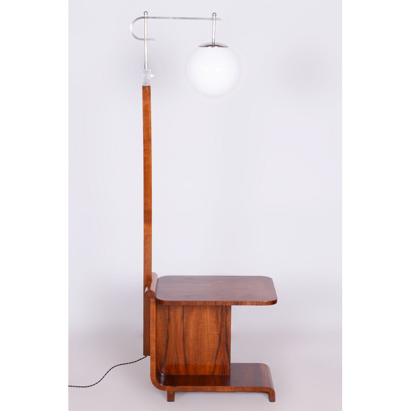 Vintage Art Deco floor lamp in walnut and beech by Jindrich Halabala for Up Zavody, Czechoslovakia 1930