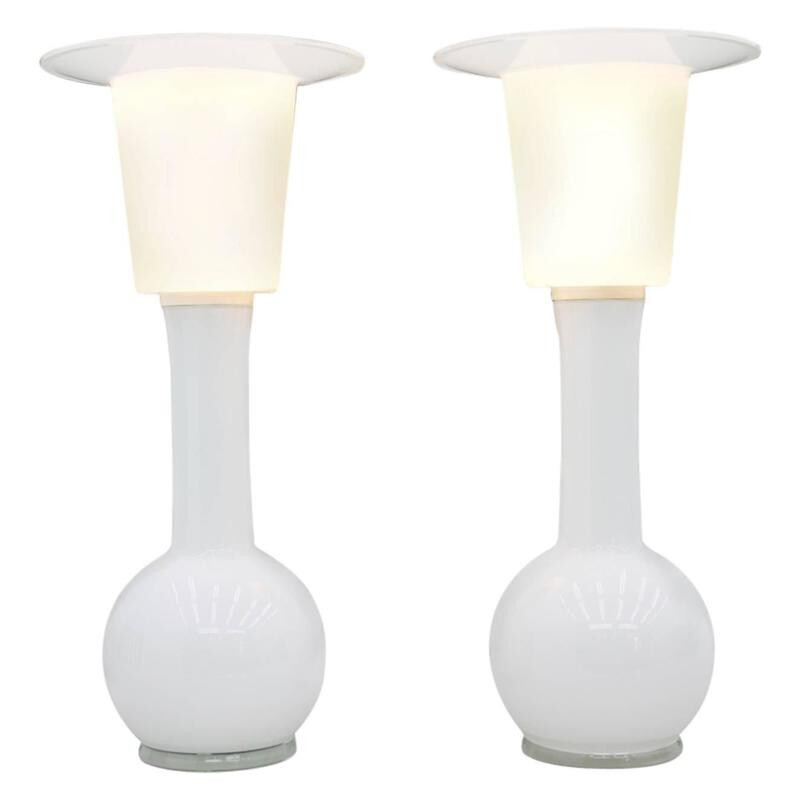 Pair of Luxus Glass Table Lamps, Uno & Osten Kristiansson, Sweden - 1960s