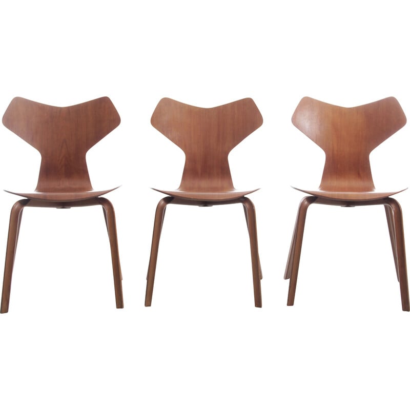 Vintage teak "grand prix" chairs by Arne Jacobsen, Denmark 1972