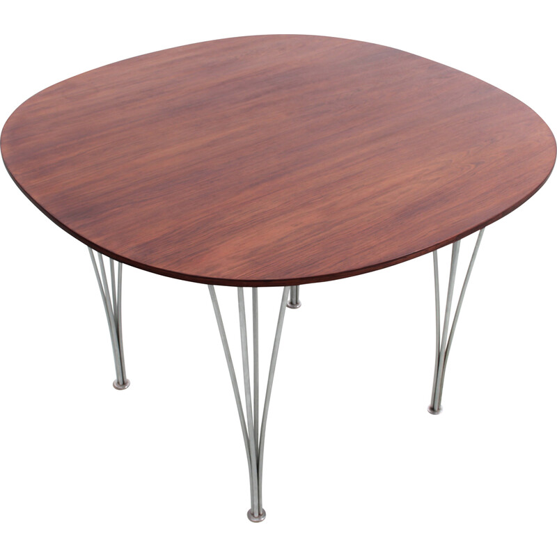 Vintage dining table in Rio rosewood and chromed steel, 1971