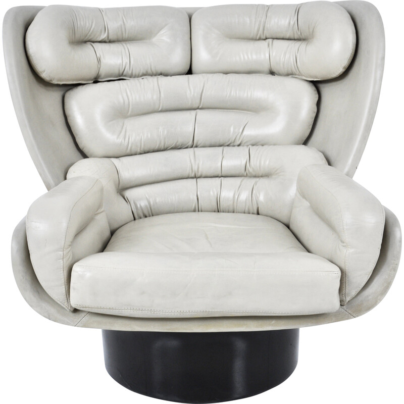 Vintage Elda armchair in beige leather by Joe Colombo for Comfort, Italy 1965