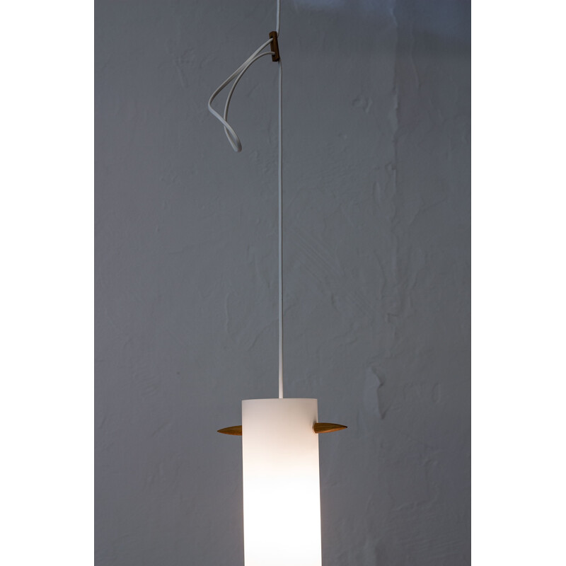 Luxus opaline glass pendant lamp Uno & Östen Kristiansson - 1950s