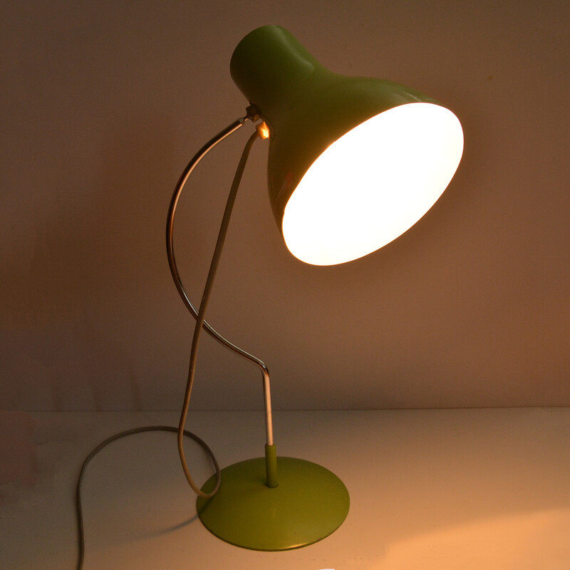 Lámpara de escritorio verde vintage de Josef Hurka para Napako, Checoslovaquia 1960