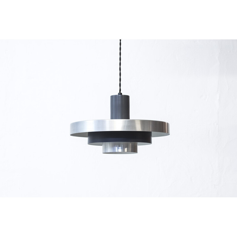 Danish grey aluminium pendant lamp - 1960s