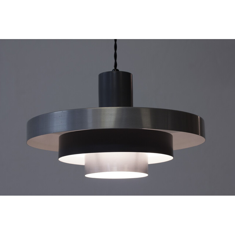 Danish grey aluminium pendant lamp - 1960s