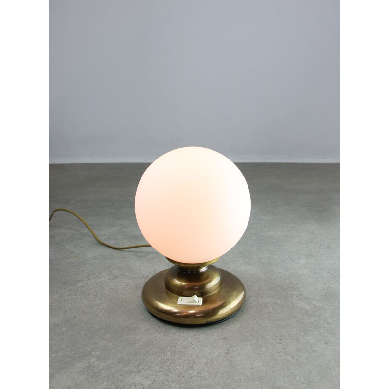 Vintage metal and opaline table lamp, Italy 1980
