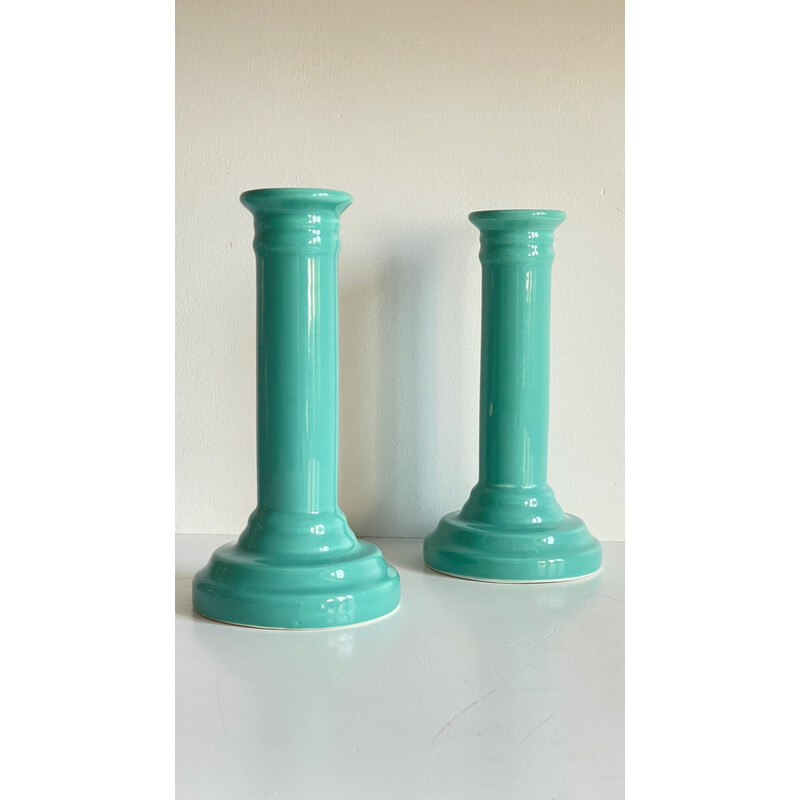 Pair of vintage ceramic candlesticks