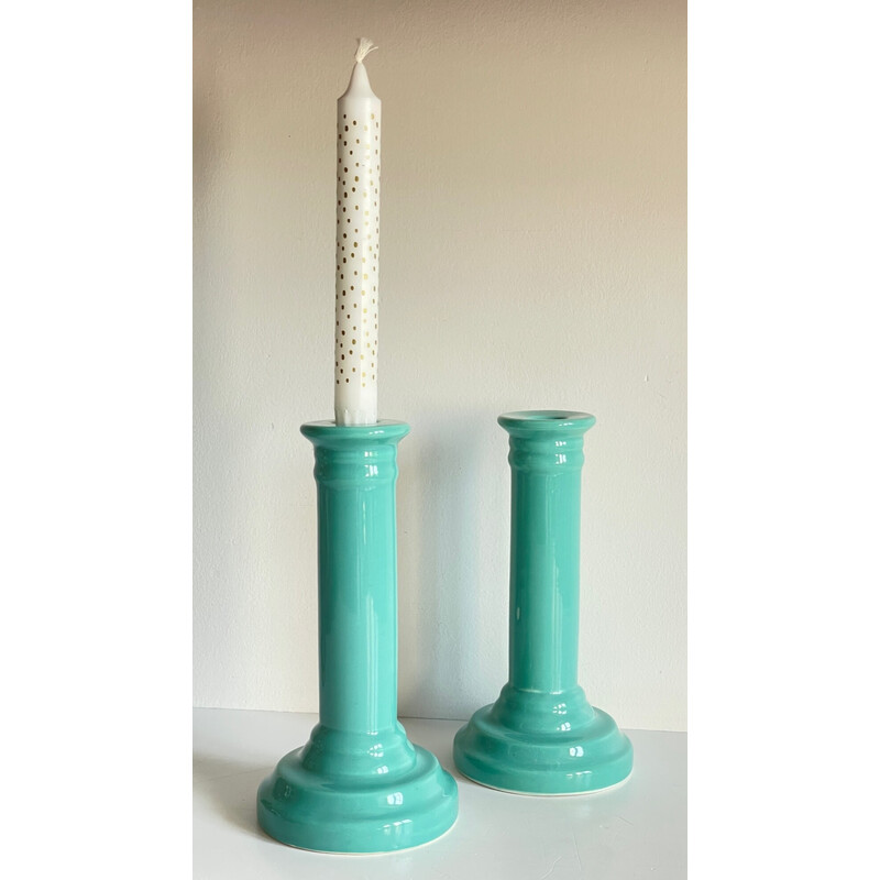 Ein Paar Vintage-Kerzenhalter aus Keramik