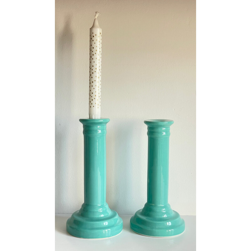 Pair of vintage ceramic candlesticks