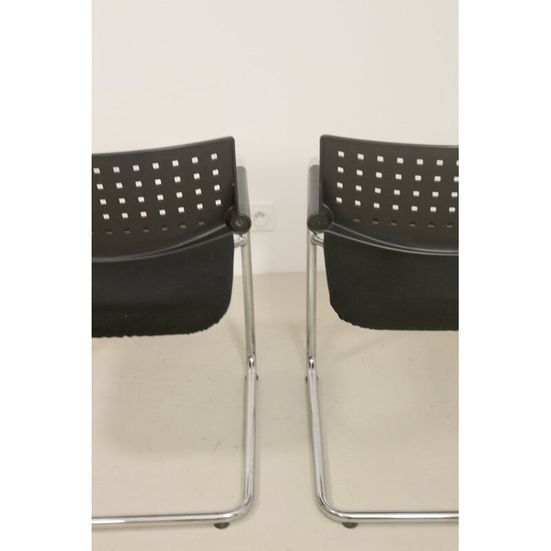 Paire de chaises vintage Visavis en aluminium brossé et tissu par Antonio Citterio et Glen Oliver Low pour Vitra, 1990